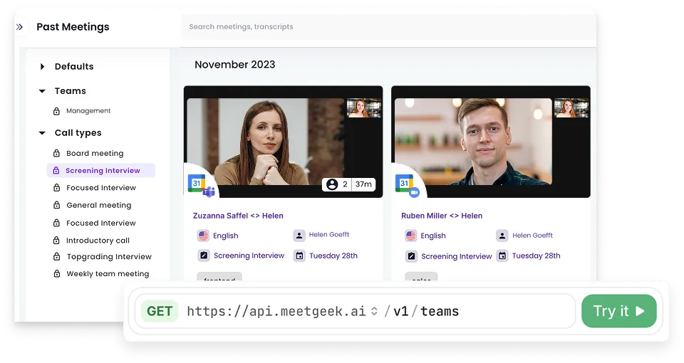 meetgeek api for teams